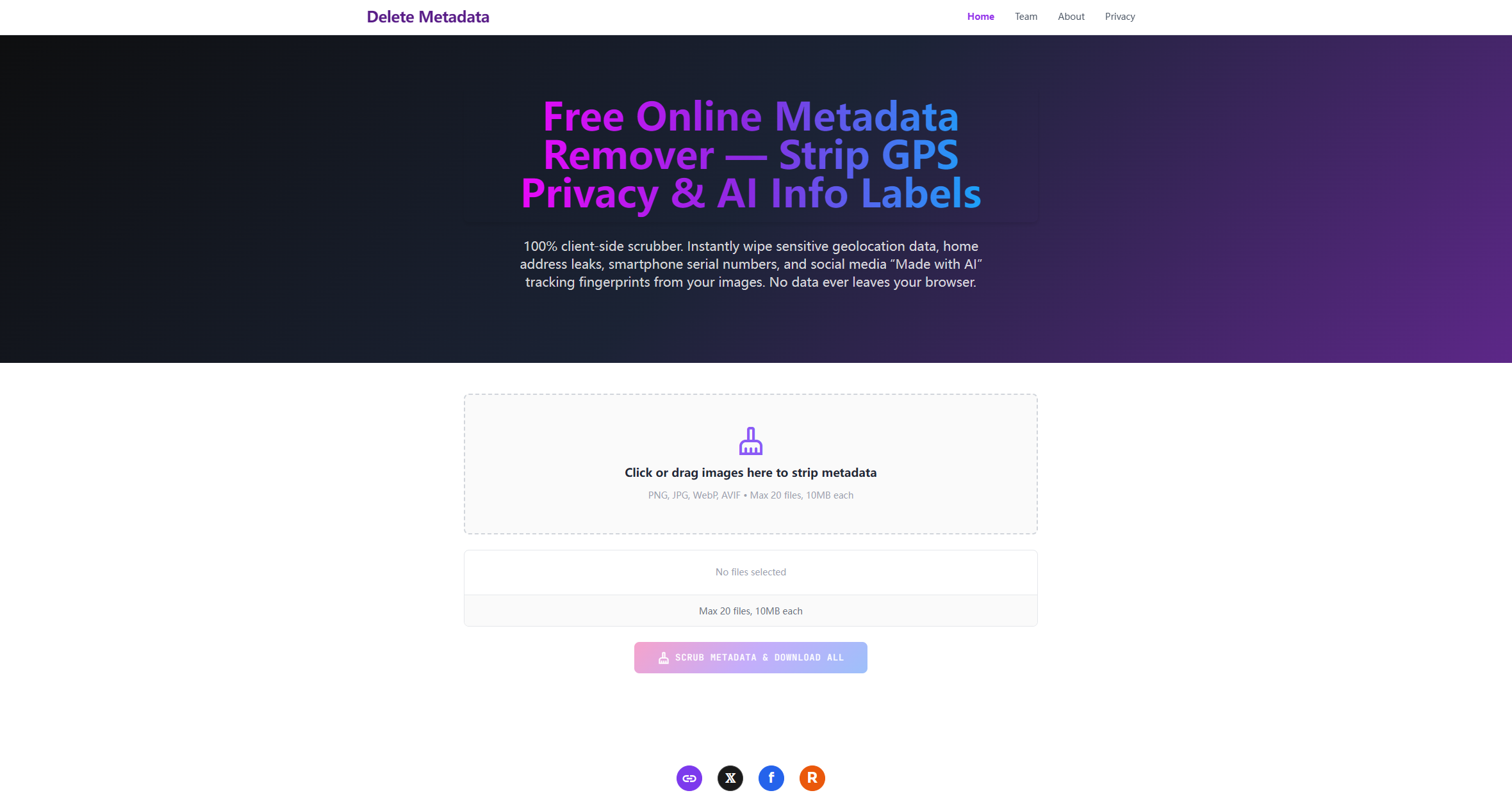 Delete Metadata Scrubber Tool Screenshot
